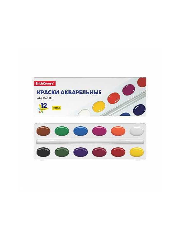 Краски акварельные ErichKrause Basic медовые 12 цветов (в картоннои пенале)