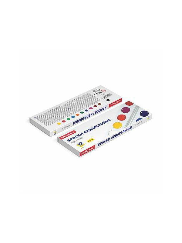 Краски акварельные ErichKrause Basic медовые 12 цветов (в картоннои пенале)
