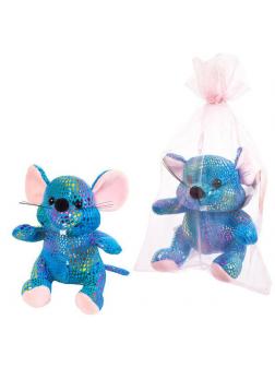 Мышка синяя, 13 см игрушка мягкая в подарочном мешочке