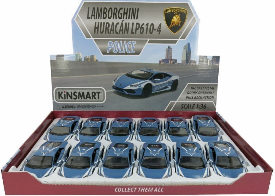 Металлическая машинка Kinsmart 1:36 «Lamborghini Huracan LP610-4 (Police)» KT5382DP, инерционная