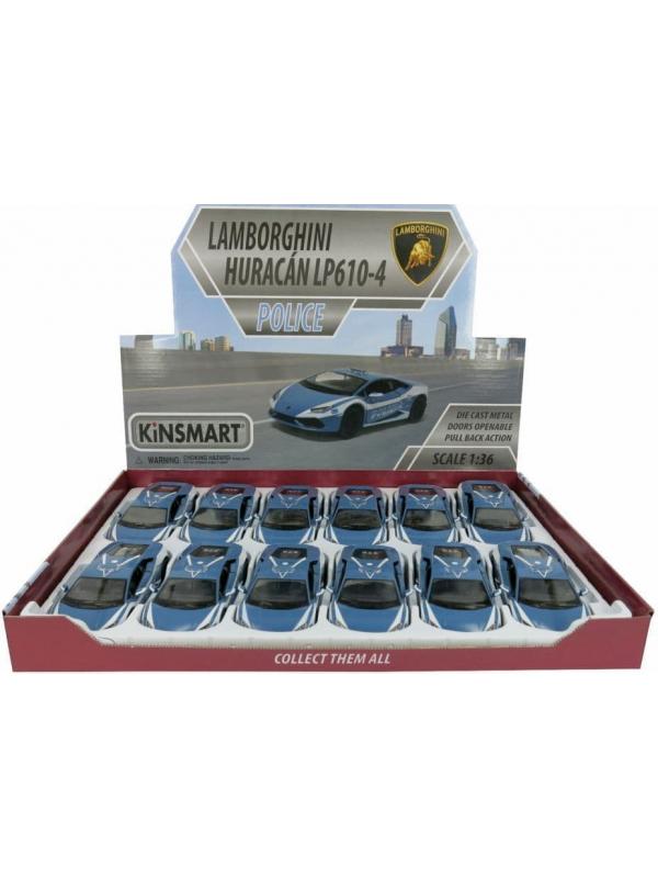 Металлическая машинка Kinsmart 1:36 «Lamborghini Huracan LP610-4 (Police)» KT5382DP, инерционная