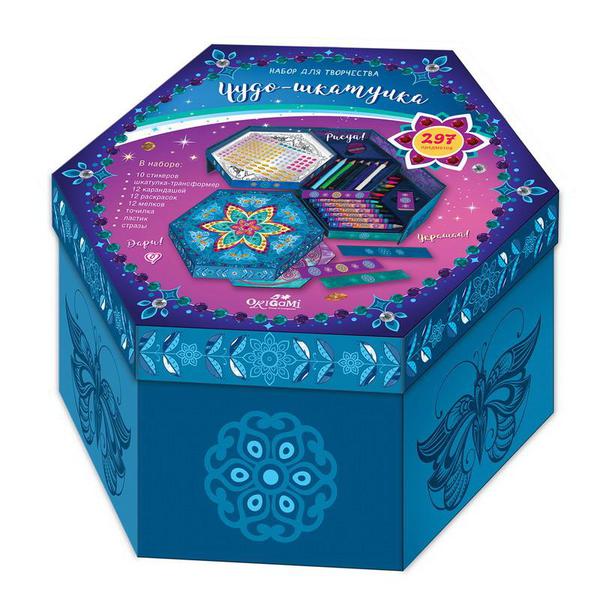 Набор для творчества ORIGAMI Шкатулка-мозаика с карандашами и мелками Чудо - шкатулка