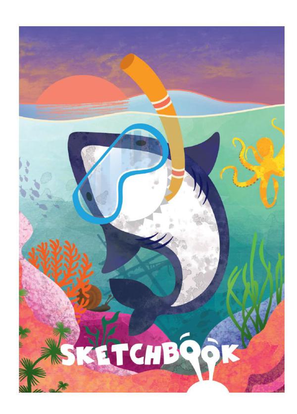 Блокнот Проф-Пресс Скетчбук Акула цветная А5