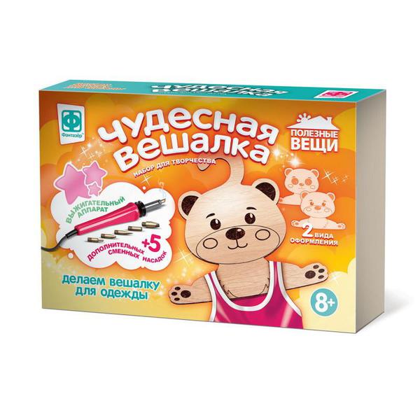 Набор для творчества Фантазер Прибор для выжигания по дереву Чудесная вешалка Медведь, 5 насадок,1 фигурная вешалка