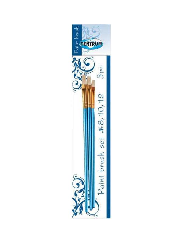 Кисти набор 3 штуки  8,10,12, щетина, плоский профиль