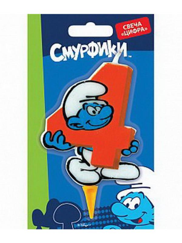 Свеча цифра  4 Смурфики