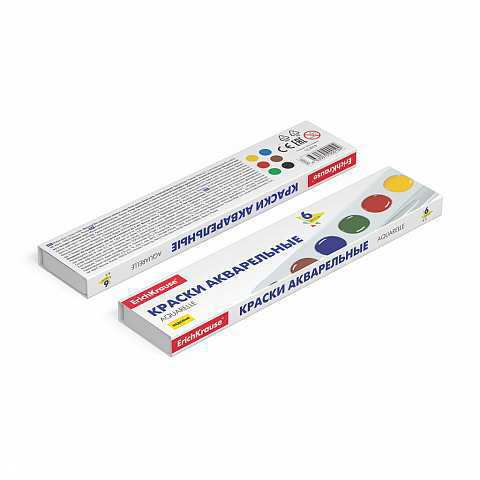 Краски акварельные ErichKrause Basic медовые 6 цветов (в картонном пенале)