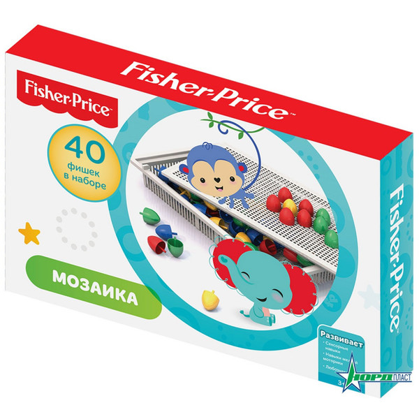 Настольная мозаика Фишер Прайс (40 фишек диам. 20 мм) 29,5х19х4,5 см.