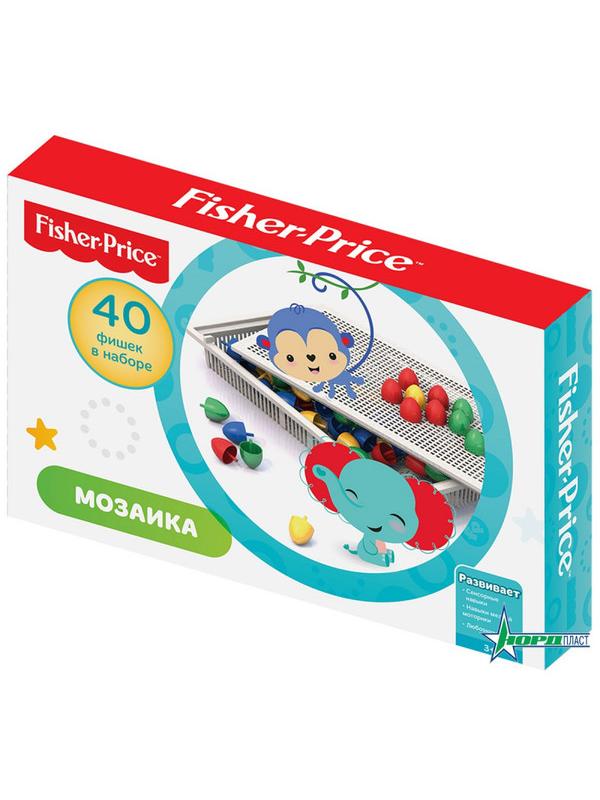 Настольная мозаика Фишер Прайс (40 фишек диам. 20 мм) 29,5х19х4,5 см.