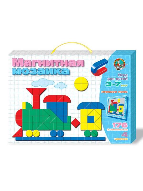 Мозаика магнитная. Паровозик. (4 цвета, 176 элементов)