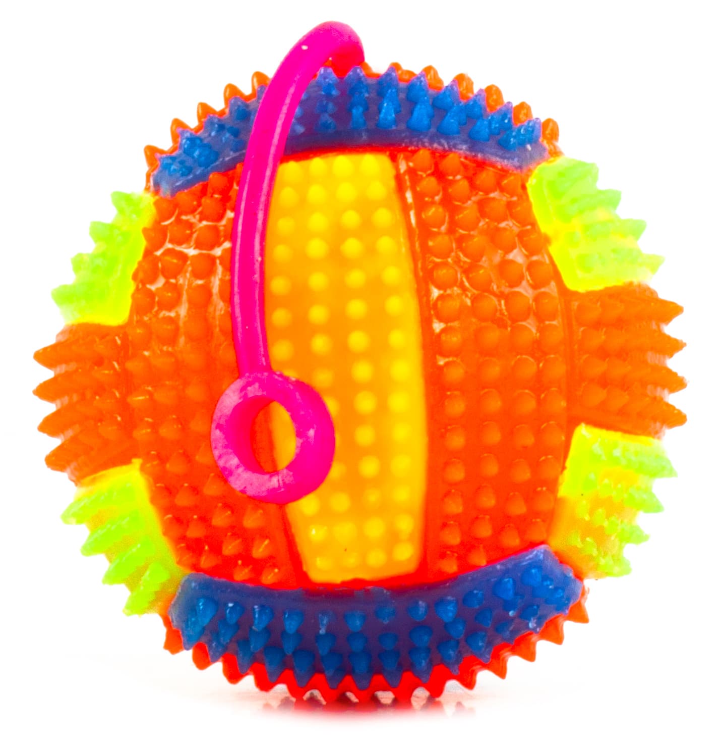 Мяч для собак на резинке Junfa «Волейбол» светящийся с пищалкой 127379, 7 см. / Микс