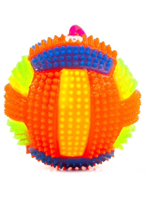 Мяч для собак на резинке Junfa «Волейбол» светящийся с пищалкой 127379, 7 см. / Микс