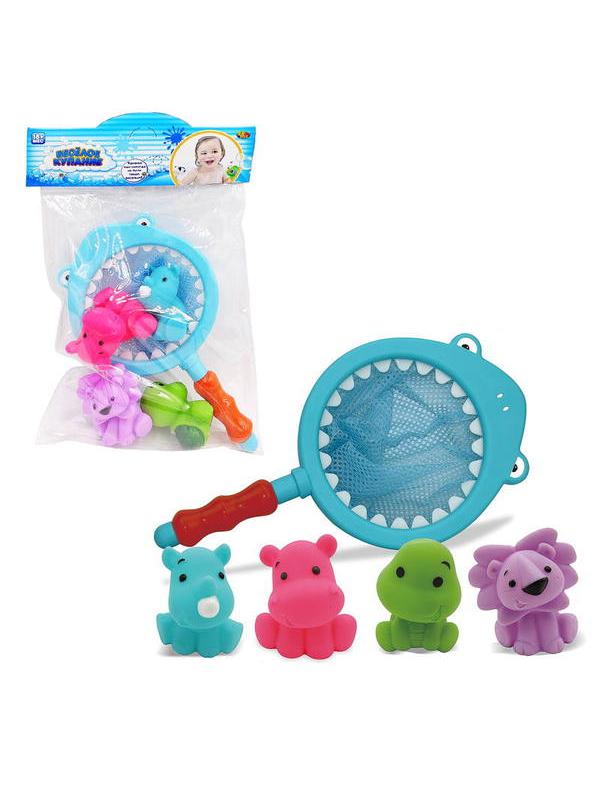 Веселое купание. Сачок с 4-мя зверятами