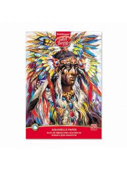 Альбом для рисования с бумагой для акварели на клею ArtBerry Индеец, А4, 20 листов