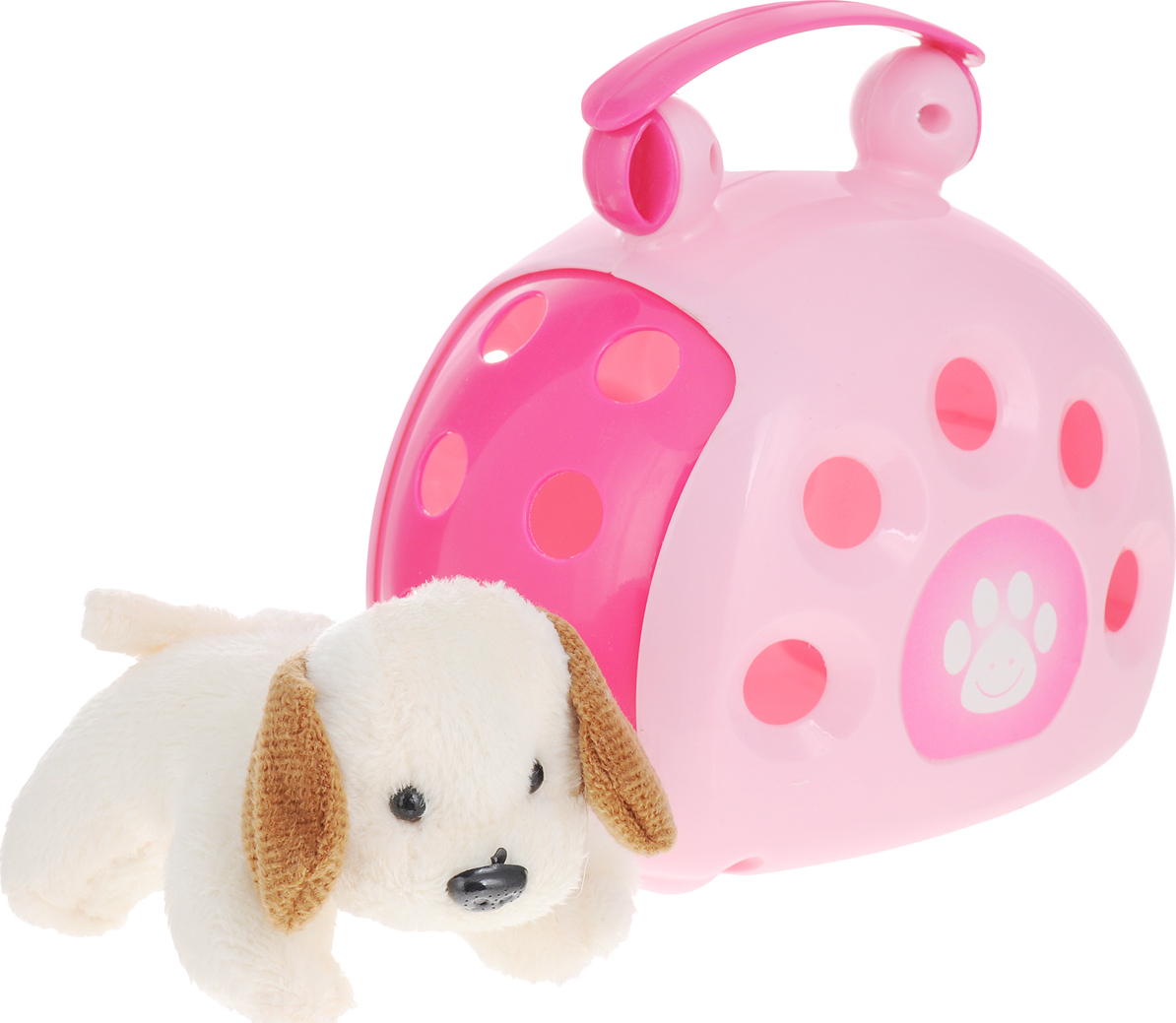 Мягкая игрушка ABToys «Мой питомец», собачка на поводке / Розовый