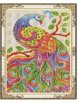 Набор для творчества Рыжий кот Алмазная мозаика Райская птица, с подрамником с полным заполнением, с камнями разных форм 40х50 см