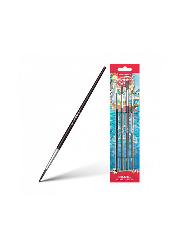 Кисти для акварели и гуаши/пони ErichKrause, 4 шт./блистер
