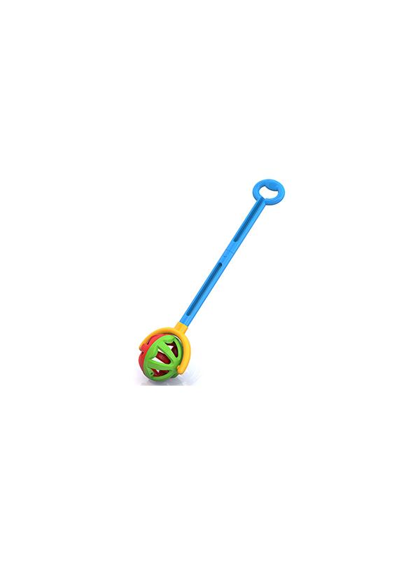 Игрушка-каталка НОРДПЛАСТ Шарик с ручкой (зелено-красная) 59х15х12 см.
