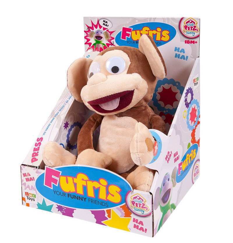 Игрушка интерактивная IMC Toys Club Petz Funny Обезьянка Fufris интерактивная коричневая, смеётся и подпрыгивает, звуковые эффекты, цвет коричневый, ...