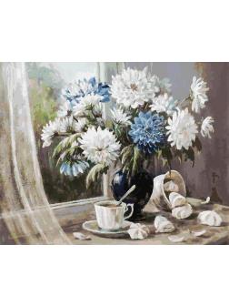 Набор для творчества Белоснежка картина по номерам на холсте Хризантемы-цветы запоздалые 40*50 см