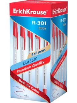 Ручка шариковая ErichKrause R-301 CLASSIC 1.0 Stick, красная (коробка 50 шт.)