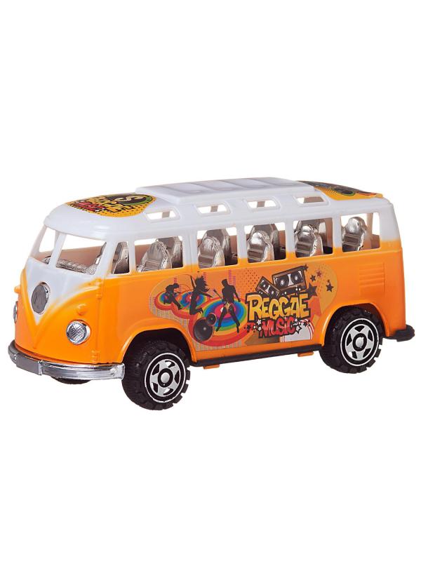Машинка пластмассовая инерционная Junfa «Автобус» (красный, оранжевый) 595-14 / Микс