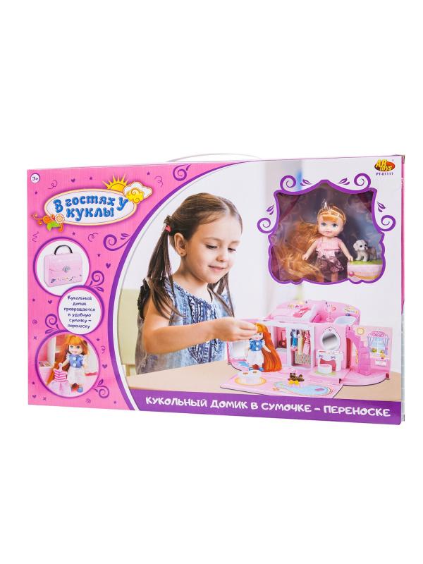 Игровой набор Abtoys «В гостях у куклы: Кукольный дом» с куклой, сумка-переноска, аксессуары