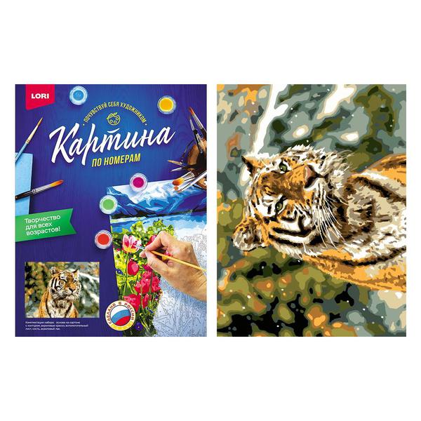 Набор для творчества LORI раскраска по номерам Снежный тигр 38*28.5 см