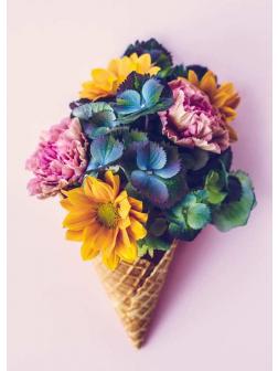 Холст с красками 30х40 см по номерам. ЦВЕТЫ В РОЖКЕ