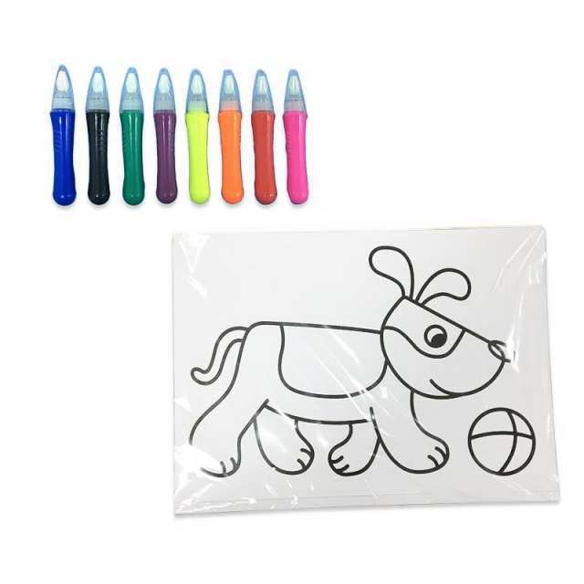 Фломастер-кисточка, 8 цветов, в наборе с эскизами