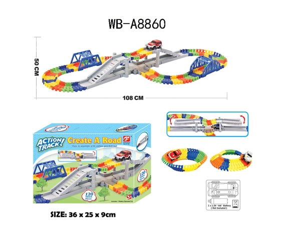 Гибкий трек Город 120 элементов, 1 машинка, 36х25,2х9,1