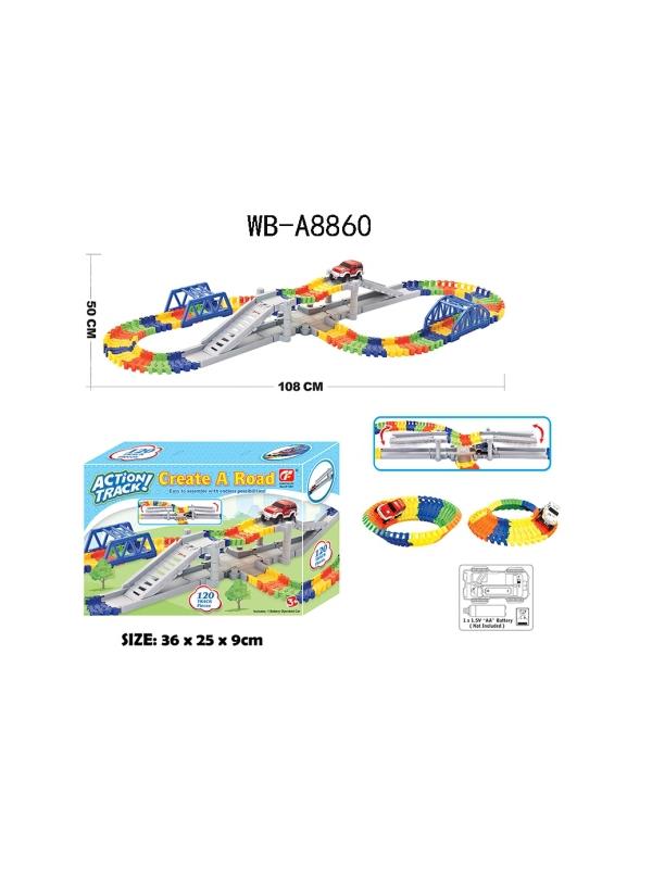 Гибкий трек Город 120 элементов, 1 машинка, 36х25,2х9,1