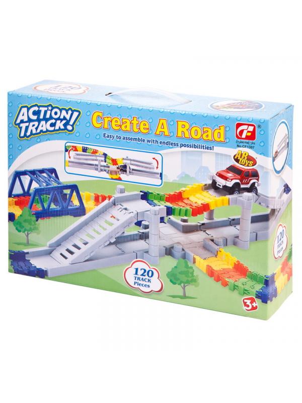 Гибкий трек Город 120 элементов, 1 машинка, 36х25,2х9,1