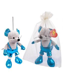 Мышка в синем костюме, 15 см игрушка мягкая с подвесом в подарочном мешочке