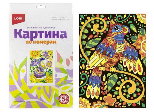 Набор для творчества LORI Картина по номерам для малышей Попугай
