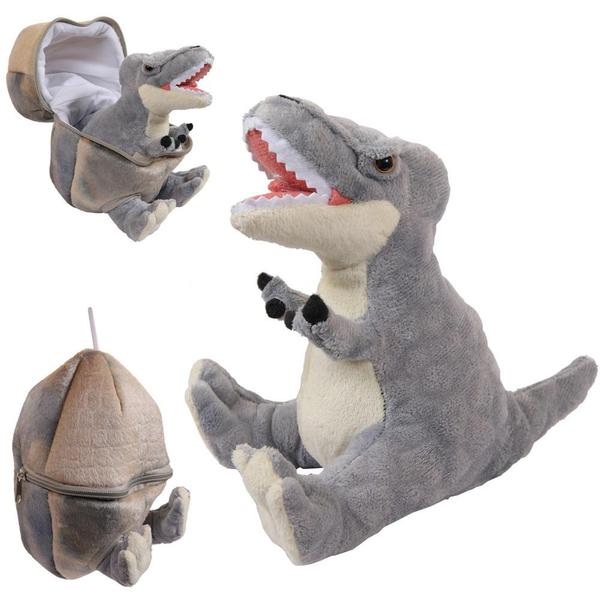 Мягкая игрушка ABtoys Dino World Динозавр в яйце, серый 22 см.