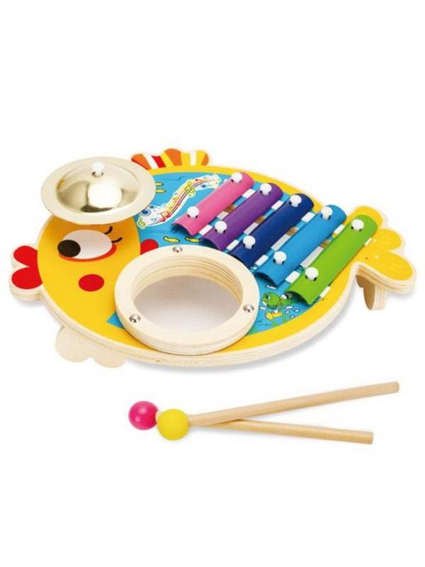 Музыкальные инструменты Mapacha Рыбка Набор 3 в 1: ксилофон, барабан, тарелка