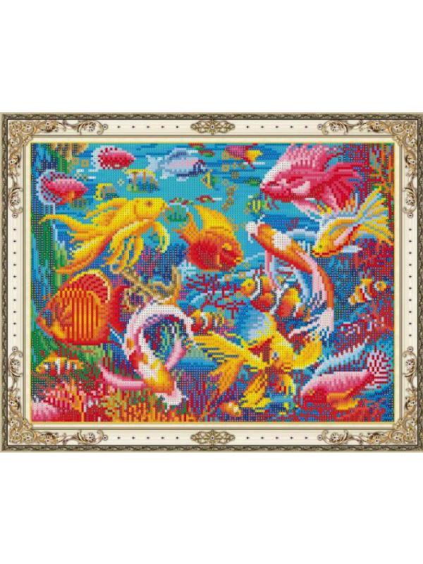 Набор для творчества Рыжий кот Алмазная мозаика Собачка круглая, с подрамником с частичным запнением, с камнями разных форм (13 цветов) ди...