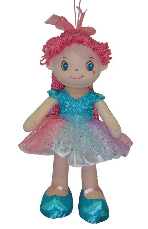 Кукла Мягкое сердце, с розовыми волосами в голубой пачке, мягконабивная, 20 см / ABtoys
