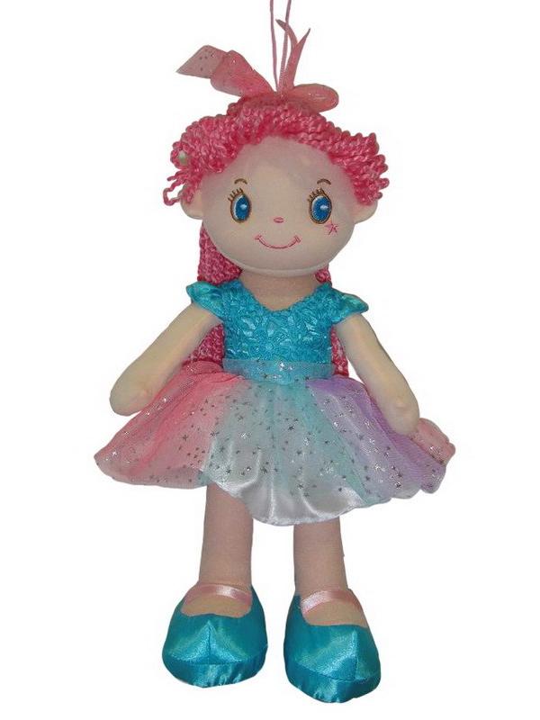 Кукла Мягкое сердце, с розовыми волосами в голубой пачке, мягконабивная, 20 см / ABtoys