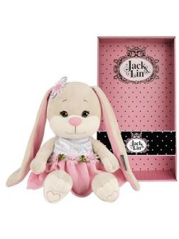 Мягкая игрушка Maxitoys Jack&Lin Зайка в Розовом Платьице с Цветами, 20 см, в Коробке