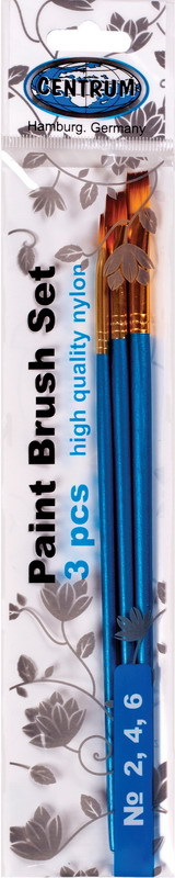 Кисти набор 3 штуки 2,4,6, высококачественный нейлон, плоский профиль