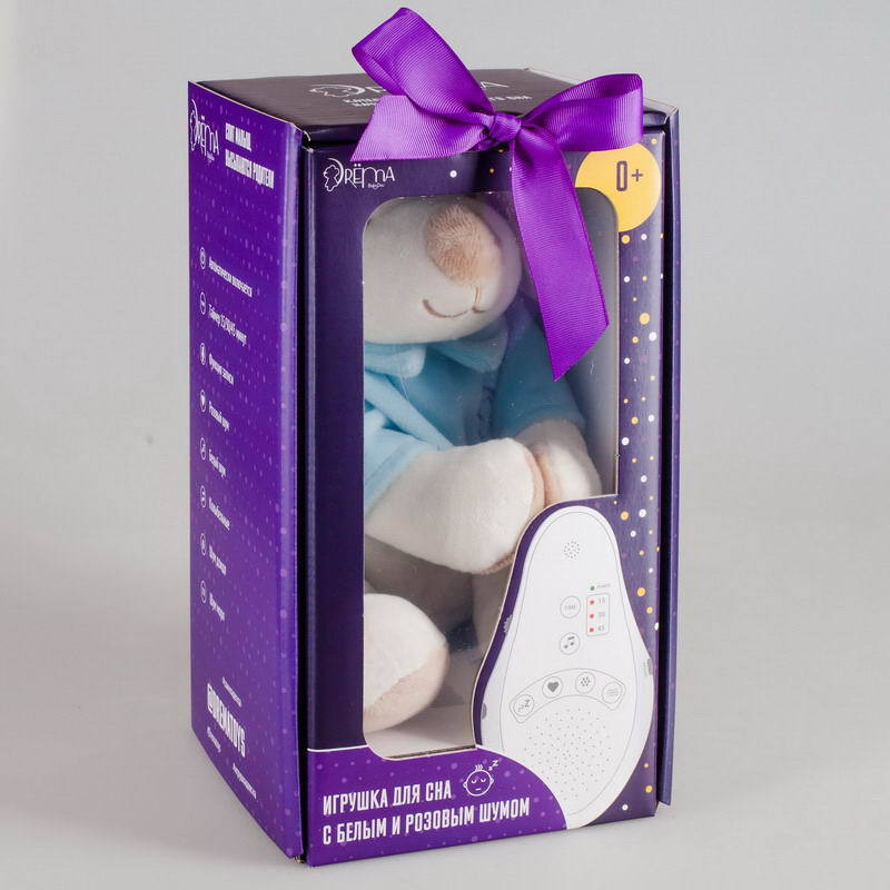 Мягкая игрушка Drema BabyDou Собачка голубая с белым и розовым шумом