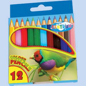 Карандаши цветные 12 цветов, короткие, деревянные