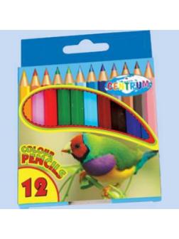 Карандаши цветные 12 цветов, короткие, деревянные