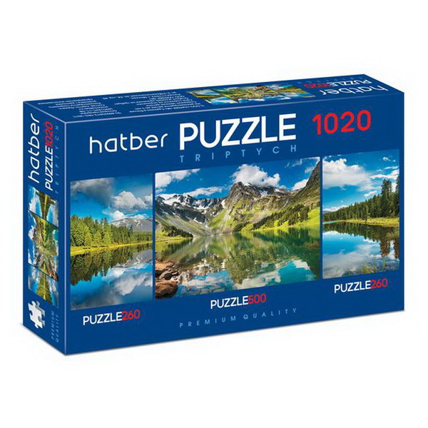 Пазл Hatber Premium В тишине гор набор 260+500+260 элементов А2ф TRIPTYCH 3 картинки в 1 коробке