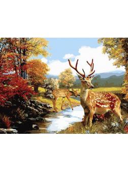 Набор для творчества Белоснежка картина по номерам на холсте Олени 30*40 см