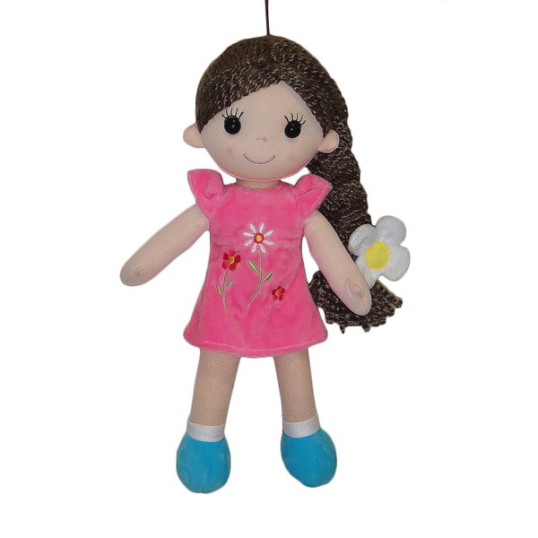 Кукла Мягкое сердце, мягконабивная с косичкой в розовом платье, 33 см / ABtoys
