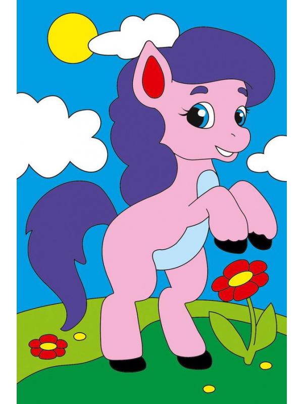 Набор для творчества Рыжий кот Алмазная мозаика ВЕСЕЛЫЙ ПОНИ, с подрамником с полным заполнением 10*15см