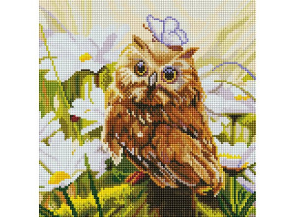 Набор для творчества Белоснежка алмазная мозайка на раме Сова Везучка 30 на 30 см